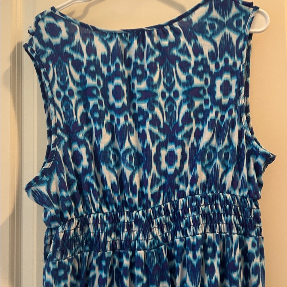 JMS Just My Size Blue Floral Patterned Sleeveless Summer Dress size 2X(18W/20W) - Picture 5 of 9
